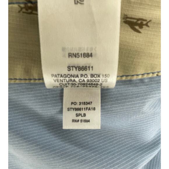 Patagonia Mens Board Shorts 36 Blue Cream Swim Trunks Recycled Polyester Outdoor - Picture 10 of 10